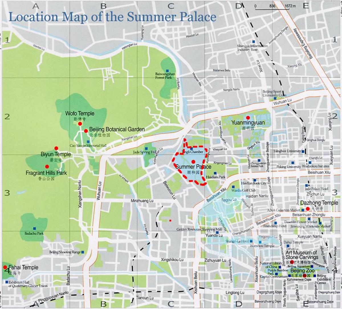 karta za ljetnu palacu Pekingu