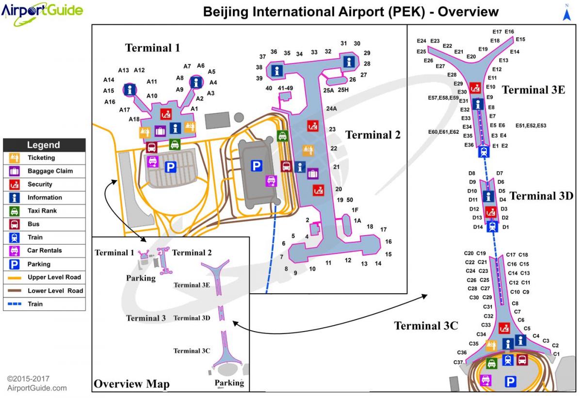 Pekingu terminal međunarodnog aerodroma u 3 mapu