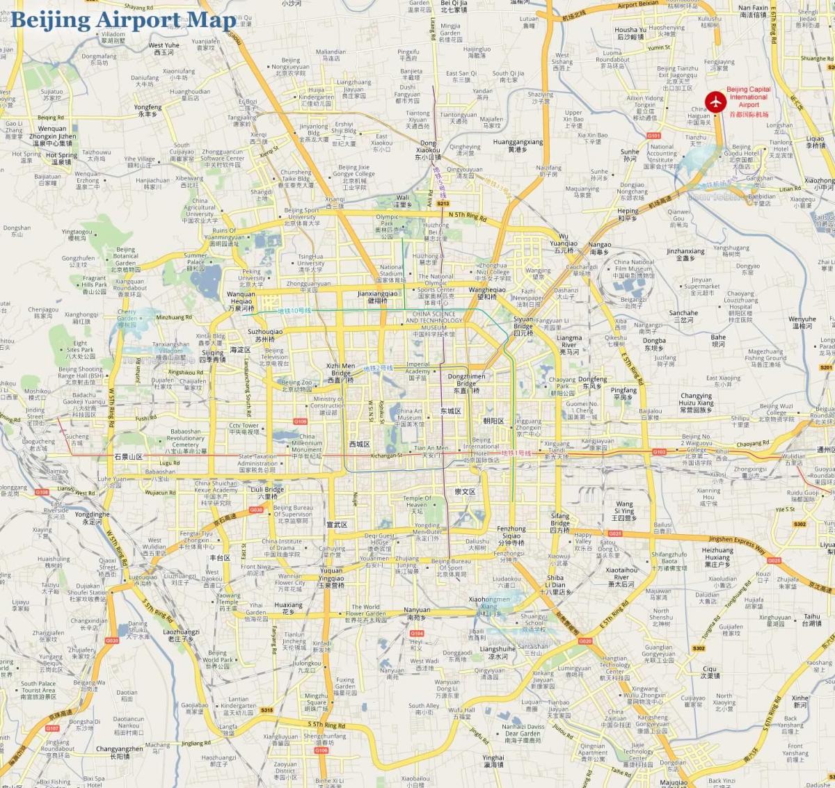Pekingu kapital aerodrom mapu