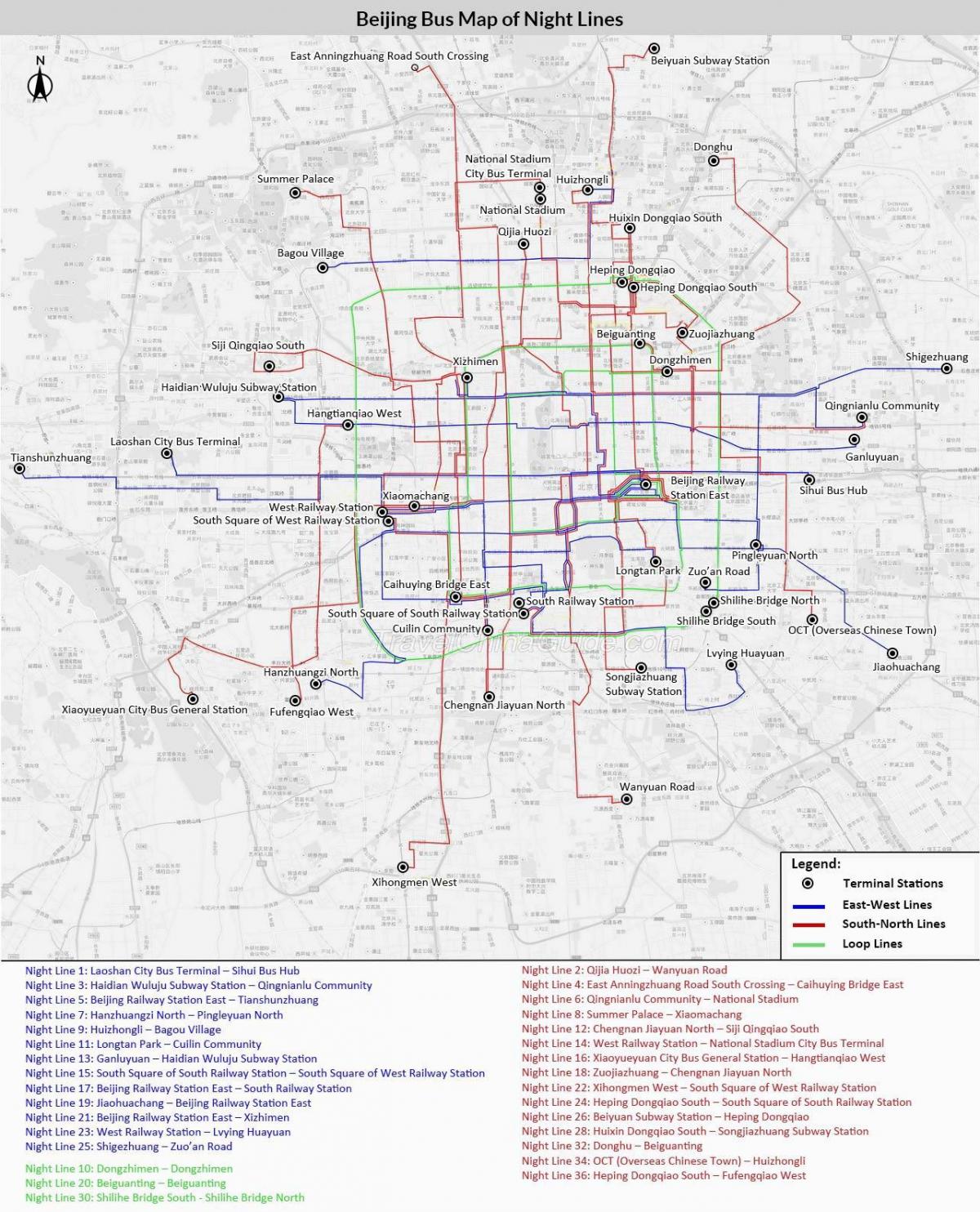 Pekingu autobusnu rutu mapu