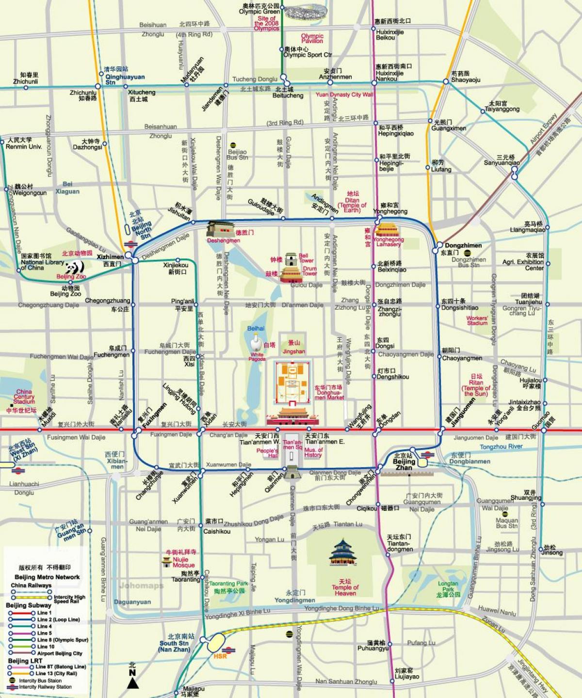 mapa Pekingu mapa metroa sa turističke atrakcije