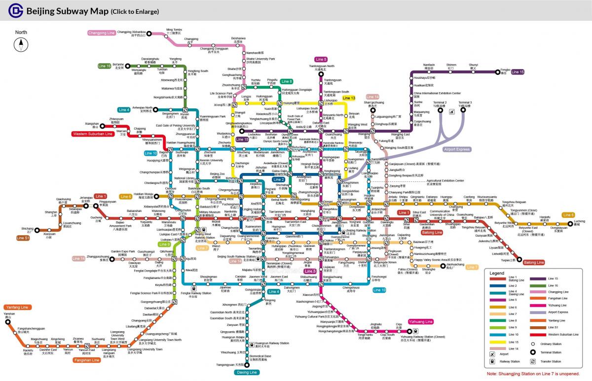 Pekingu mapa metroa 2016