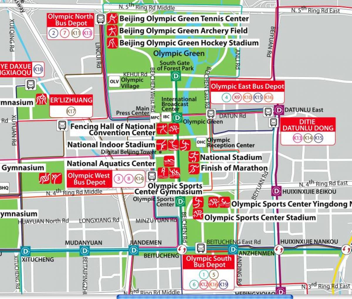 mapa Pekingu olimpijski park