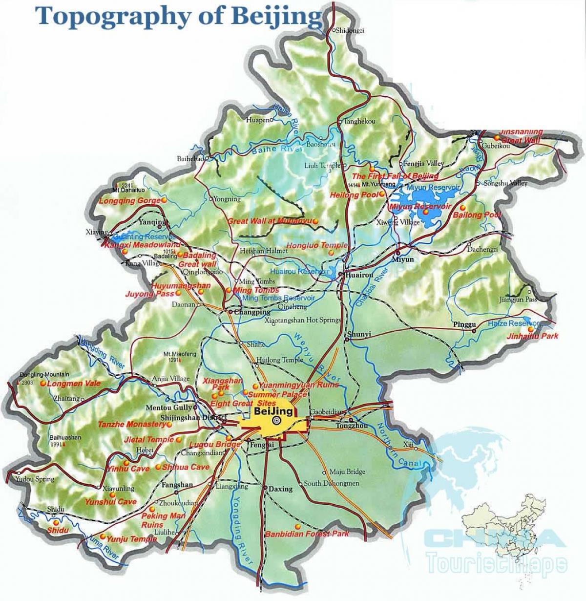 mapa Pekingu topografske